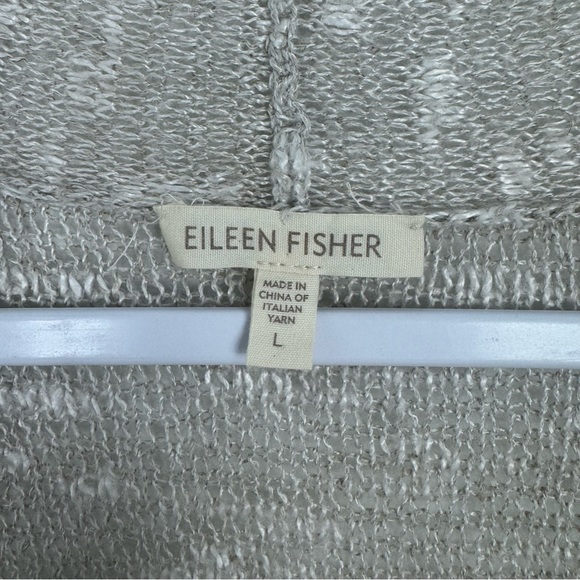 Eileen Fisher Organic Linen Melange Long Open Front Cardigan Lightweight Beige L - Picture 4 of 9